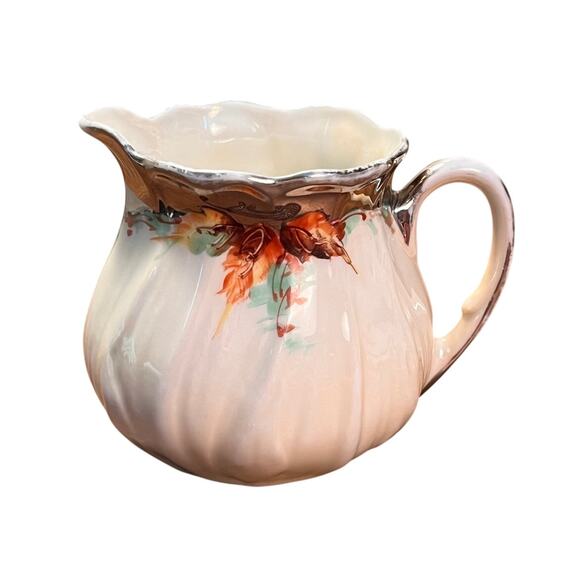 VTG P.A.L.T. Czecho-Slovakia Creamer Pitcher Hand Painted Floral 350 Silver Trim - Picture 1 of 8